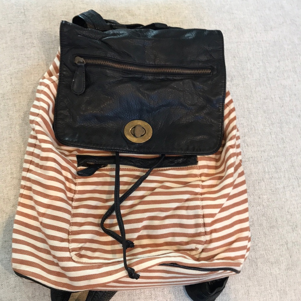 Striped canvas backpack